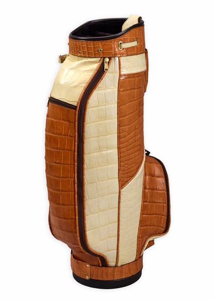 image of leather golf bag | ... leather traditional airliner design | Golf  bags, Golf fashion, Golf
